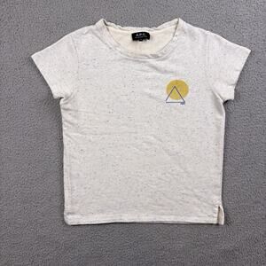 APC Shirt Womens XS Gray Cotton Speckled Graphic Tee Triangle Made In Turkey